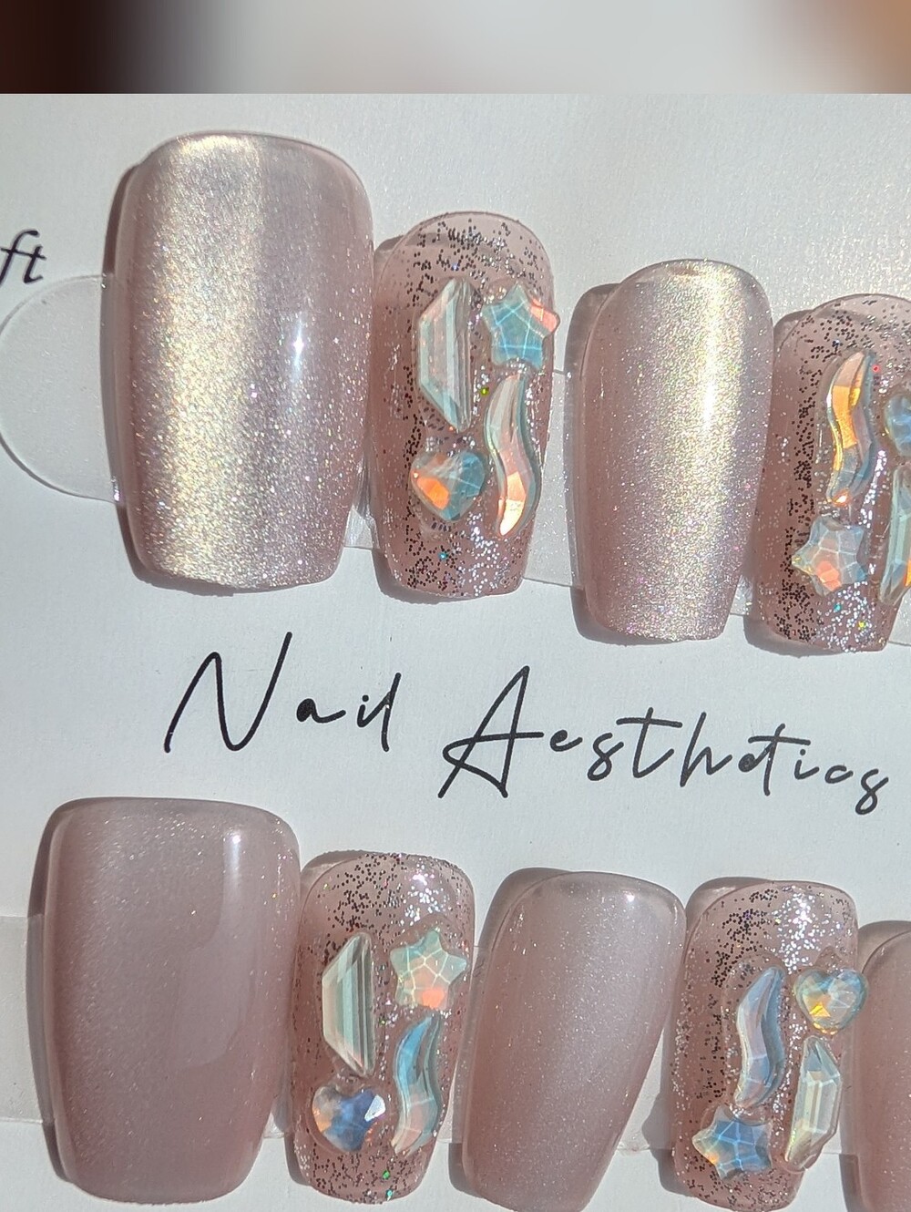 Cat Eye Press On Nails With Gems